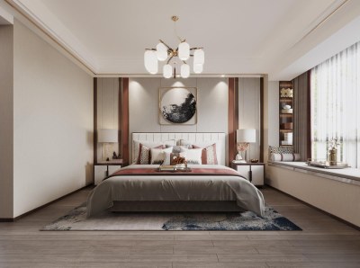 新中式卧室3D模型下载